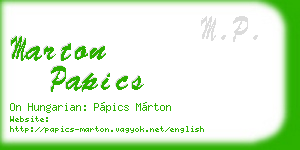 marton papics business card