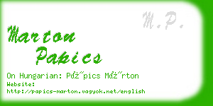 marton papics business card